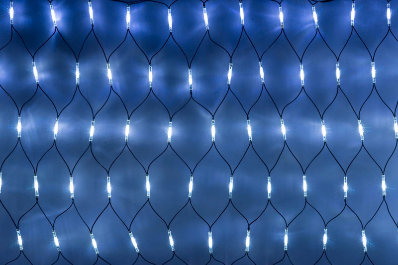 Гирлянда-сеть 2х1,5м, черный КАУЧУКОВЫЙ провод, свечение с динамикой, белый синий