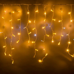 Гирлянда Айсикл 3,2х0,8 м, белый провод ПВХ, свечение тепло-белое/мерцание белое