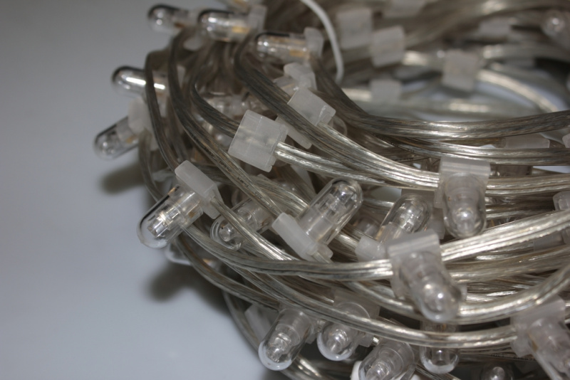 Клип-лайт Flash, длина 100М без трансформатора, зелёный зеленый флэш, прозрачный провод (с насадкой-колпачек)