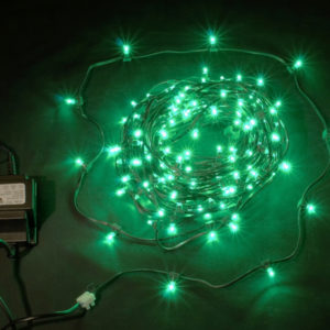 Клип-лайт, длина 100М без трансформатора, зеленый, темно-зеленый провод