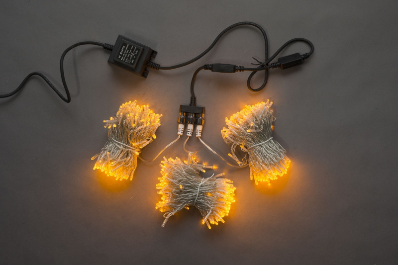 Гирлянда-спайдер Flash 3х20м, 600LED, прозрачный провод, желтый желтый флэш