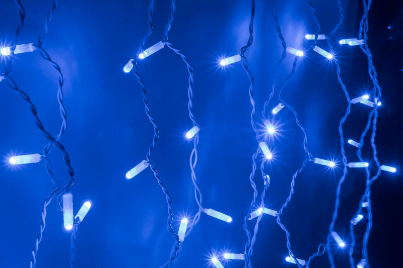 Гирлянда Айсикл 3,2х0,8 м, белый провод ПВХ, свечение синее