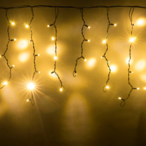 Гирлянда Айсикл 4,8х0,6 м, черный провод КАУЧУК, свечение тепло-белое (без силового шнура)