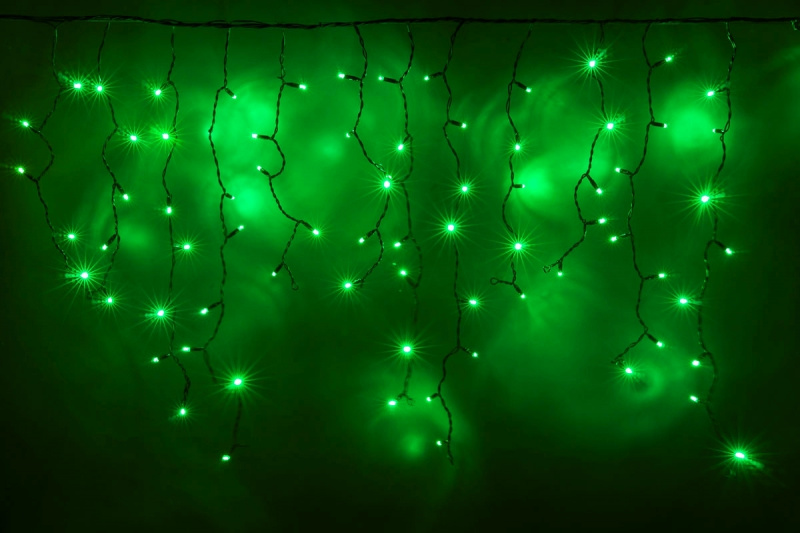 Светодиодный плей-лайт с нитями разной длины с контроллером зеленый , 200 LED, 3.3метра