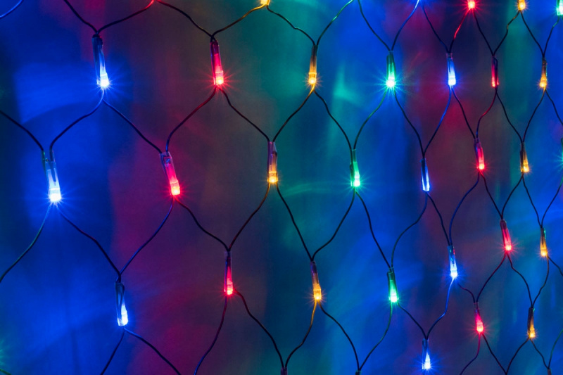 Гирлянда-сеть 2х1,5м, черный ПВХ провод, с контроллером, мульти