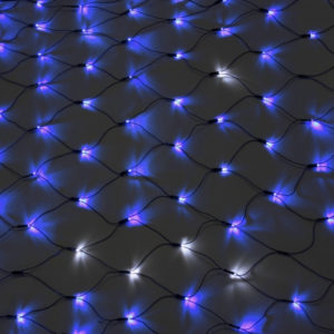 Гирлянда-сеть 2х4м, черный ПВХ провод, с мерцанием, синяя (белый флэш)