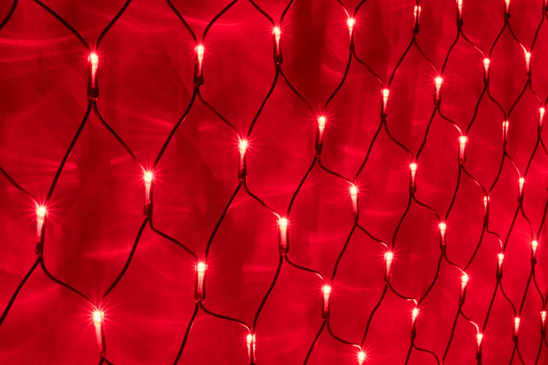 Гирлянда-сеть 2х4м, черный ПВХ провод, постоянное свечение, красная