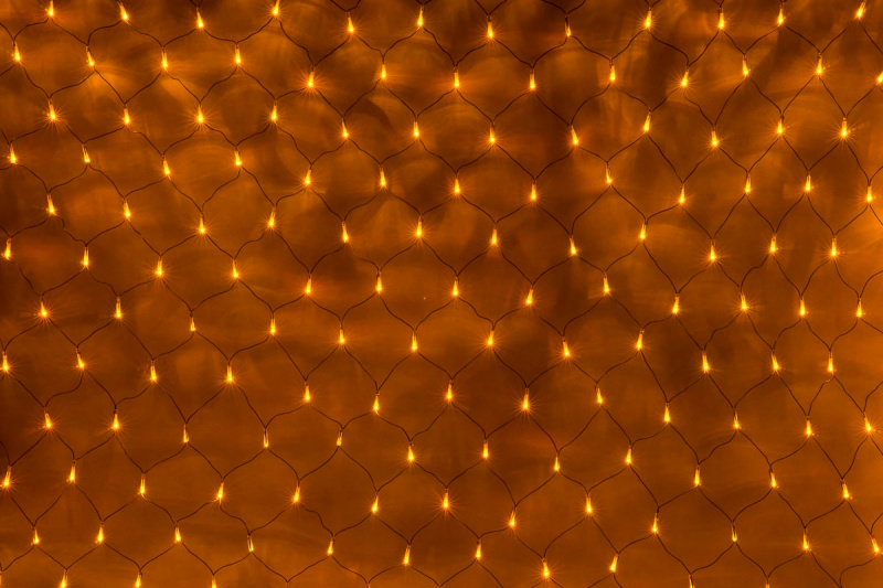 Гирлянда-сеть 2х2м, черный ПВХ провод, с контроллером, желтая