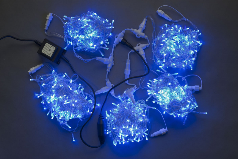 Гирлянда-спайдер Flash 5х20м, 1000LED, прозрачный провод, синий синий флэш