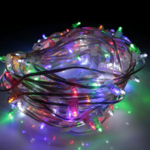 Клип-лайт Flash, длина 100М без трансформатора, мульти/белый флэш, прозрачный провод  (с насадкой-колпачек)