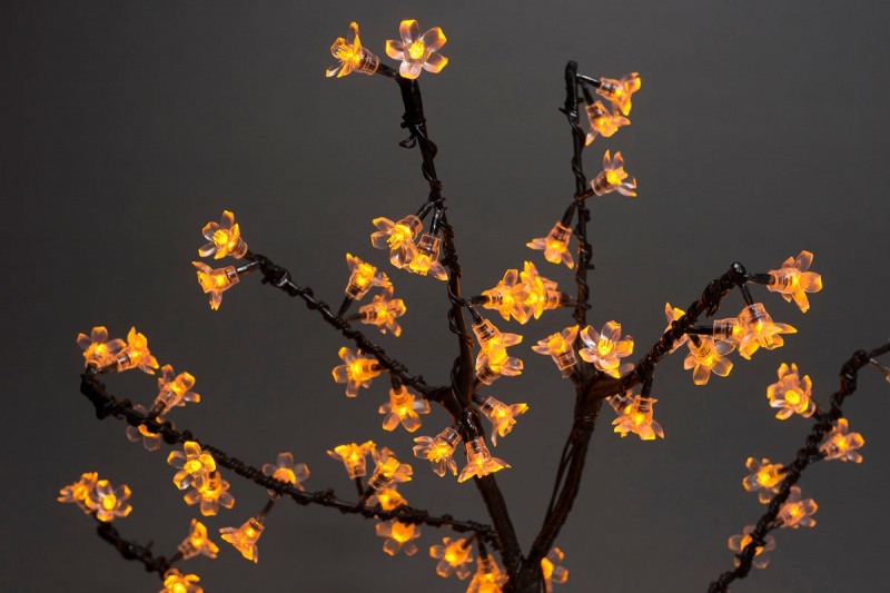 Светодиодное дерево Куст сакуры 96LED, 0,8х0,8м, желтый