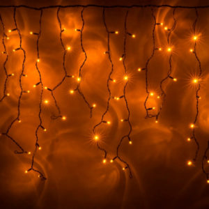 Светодиодный плей-лайт с нитями разной длины с контроллером желтый , 200 LED, 3.3метра