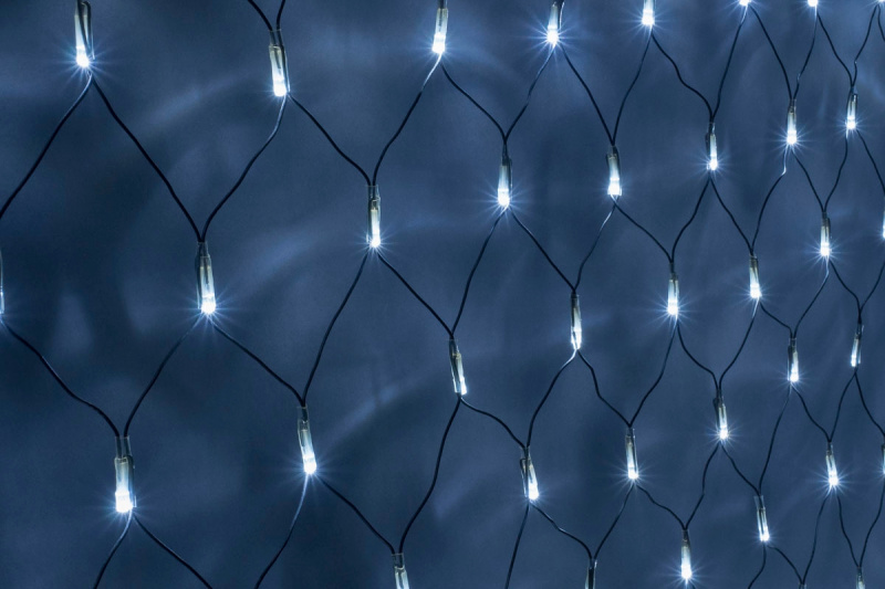 Гирлянда-сеть 2х2м, черный ПВХ провод, с контроллером, белая