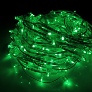 Клип-лайт Flash, длина 100М без трансформатора, зелёный/зеленый флэш, прозрачный провод (с насадкой-колпачек)