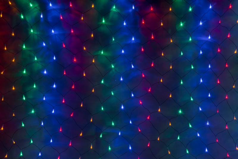 Гирлянда-сеть 2х2м, черный ПВХ провод, с контроллером, мульти