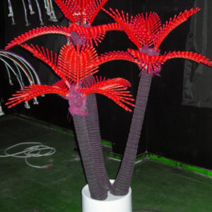 Светодиодные деревья Пальма кокосовая тройная 1,5х2,2м, 20 ветвей, красная