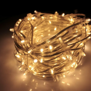 Клип-лайт Flash, длина 100М без трансформатора, тёплый белый, прозрачный провод  (с насадкой-колпачек)