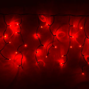 Гирлянда Айсикл 4,8х0,6 м, МЕРЦАЮЩАЯ, черный провод КАУЧУК, свечение красное/мерцание красное