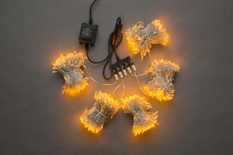 Гирлянда-спайдер Flash 5х20м, 1000LED, прозрачный провод, желтый желтый флэш