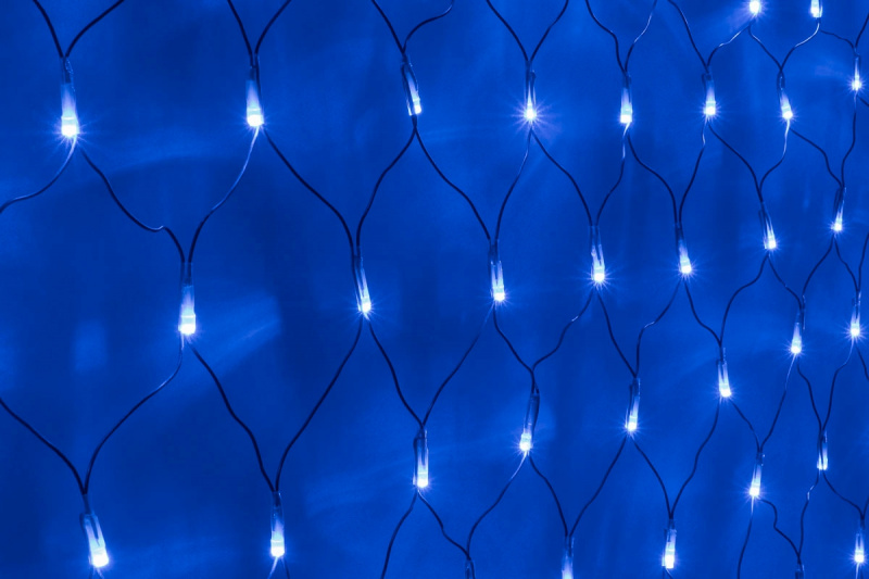 Гирлянда-сеть 2х1,5м, черный ПВХ провод, с контроллером, синяя