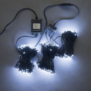 Гирлянда-спайдер 3х20м, 600LED, черный провод, белый