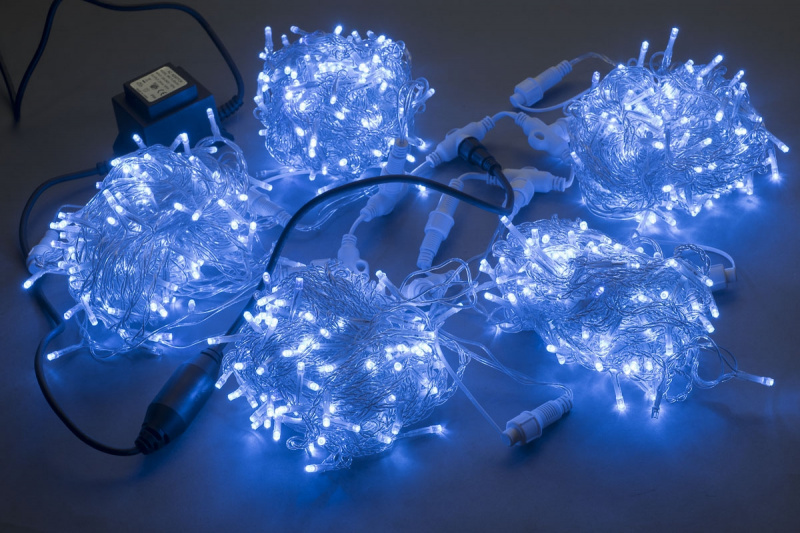 Гирлянда-спайдер Flash 5х20м, 1000LED, прозрачный провод, синий синий флэш