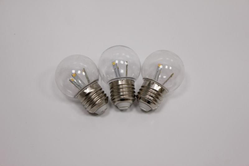 E27 BULB-6 SMD-240V-WW, G45, 6 SMD, прозрачная колба, теплый белый