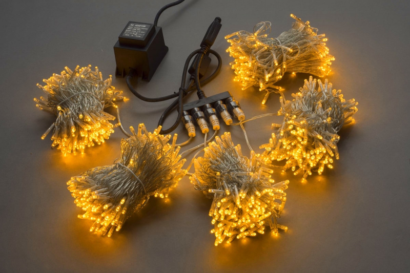 Гирлянда-спайдер Flash 5х20м, 1000LED, прозрачный провод, желтый желтый флэш