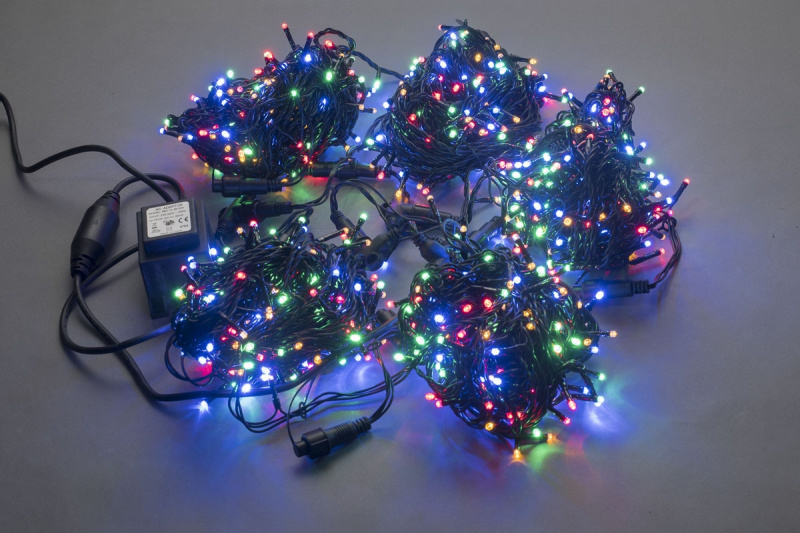 Гирлянда-спайдер 5х20м, 1000LED, черный провод, мульти