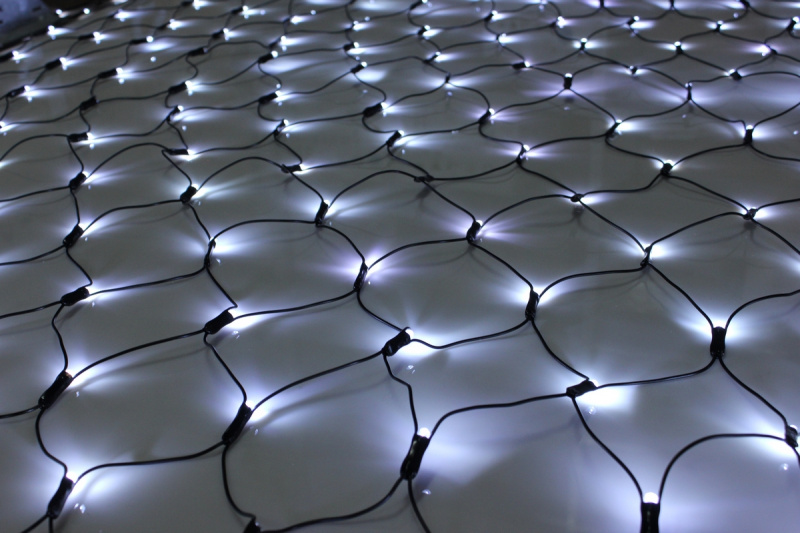 Гирлянда-сеть 2х2м, черный ПВХ провод, с мерцанием, белая (белый флэш)