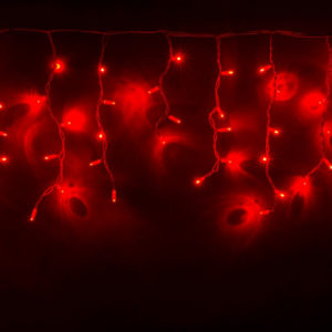 Гирлянда Айсикл 4,8х0,6 м, МЕРЦАЮЩАЯ, белый провод КАУЧУК, свечение красное/мерцание красное