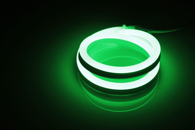 Гибкий неон (LED neon flex) 12х25мм, 120 led m, бухта 50м, кратность резки 1метр, зеленый