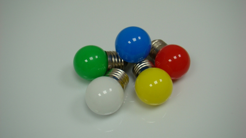 LED лампа - шарик с цоколем E27, 40 мм, (5 светодиодов), матовые, синий