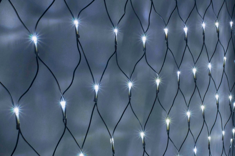 Гирлянда-сеть 2х4м, черный ПВХ провод, постоянное свечение, белая