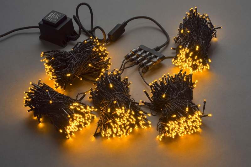 Гирлянда-спайдер 5х20м, 1000LED, черный провод, желтый