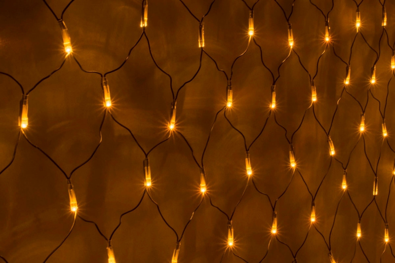 Гирлянда-сеть 2х2м, черный ПВХ провод, с контроллером, желтая