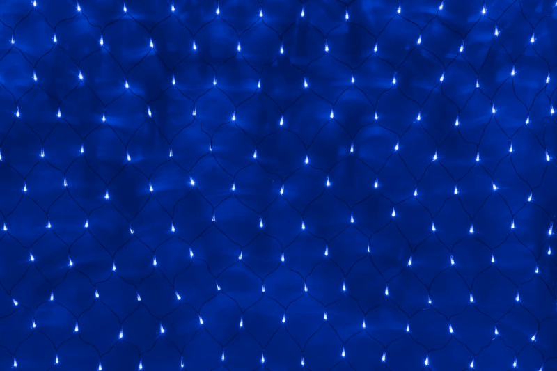 Гирлянда-сеть 2х1,5м, черный ПВХ провод, с контроллером, синяя