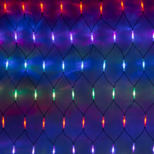 Гирлянда-сеть 2х1,5м, черный КАУЧУКОВЫЙ провод, свечение с динамикой, мульти