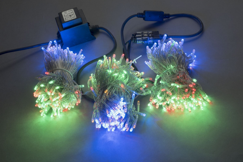 Гирлянда-спайдер 3х20м, 600LED, прозрачный провод, мульти
