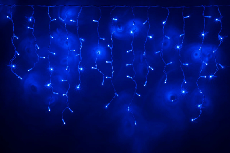 Гирлянда Айсикл 3,2х0,8 м, белый провод ПВХ, свечение синее