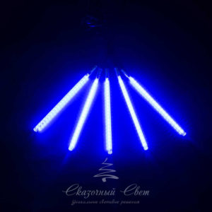 Комплект «Тающие сосульки» 5 шт. 5 x 0,3 м, черный провод, 160 led, синий