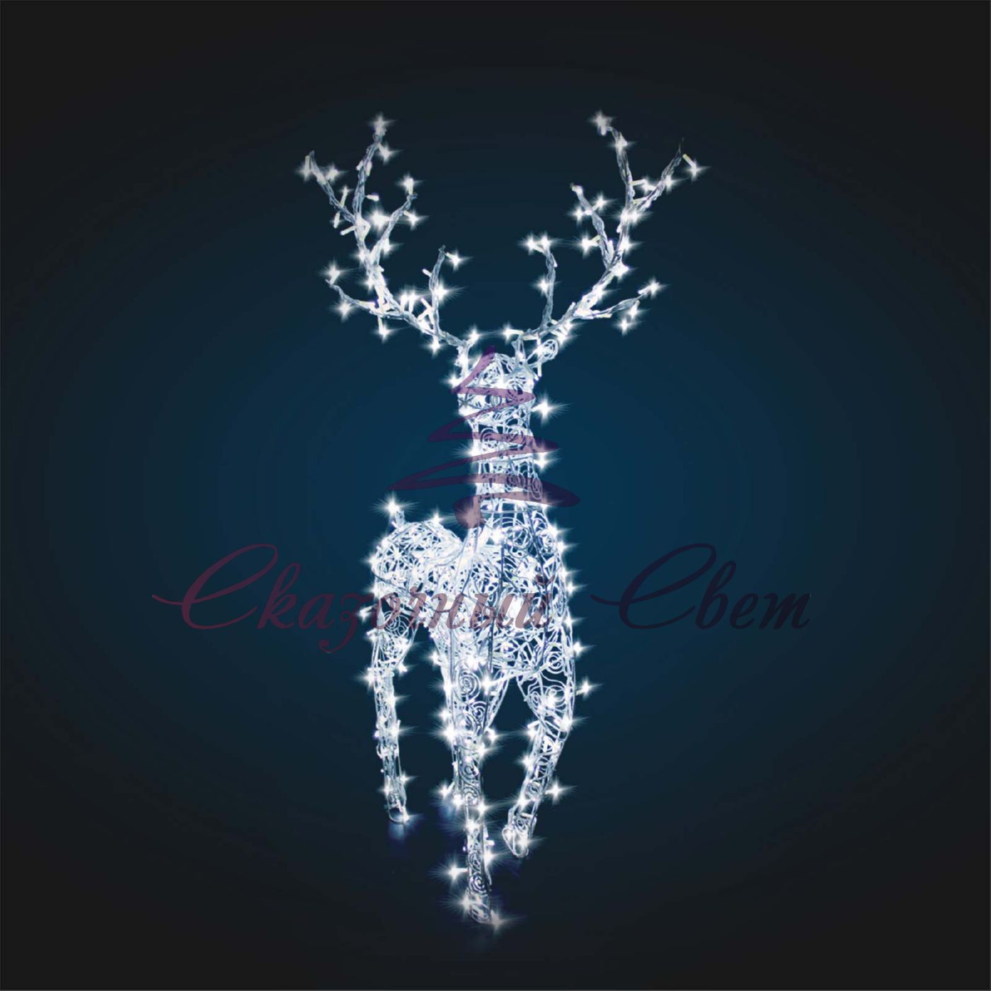 Олень светодиодный, исполнение Ажур, серия 1,3 м, динамика OL 72 0,50х1,30х0,20 м