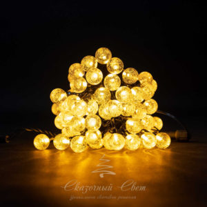 Светодиодная гирлянда Bubble Ball 10 м, черный провод, 100 led, желтый
