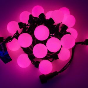 Гирлянда большие шарики, 5м, РОЗОВАЯ, 220В