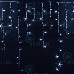 Бахрома 3х0.9 м БЕЛЫЙ, мерцание, прозрачный провод