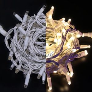 Гирлянда Нить 10 м, 220В, колпачок, ТЕПЛЫЙ БЕЛЫЙ, черный провод