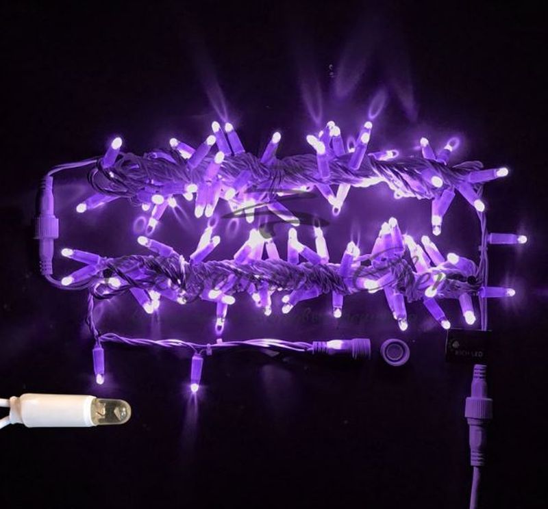 Гирлянда Нить 10 м, 24В, флэш, колпачок, ФИОЛЕТ, прозрачный провод