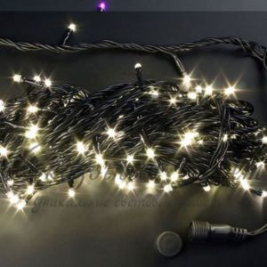 Гирлянда Нить 10 м, 220В, белая резина, ТЕПЛЫЙ БЕЛЫЙ