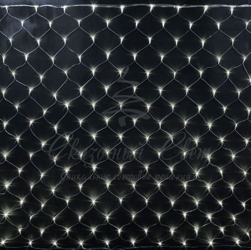 Гирлянда Сетка 2х4 ТЕПЛЫЙ БЕЛЫЙ, черный провод