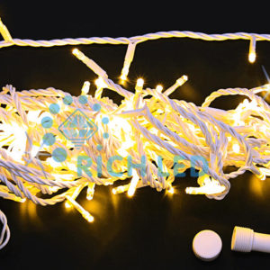 Гирлянда Нить 10 м, 220В, флэш, ТЕПЛО БЕЛЫЙ, белый провод